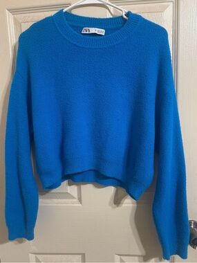Zara Women’s Vibrant Blue Crewneck Sweater
